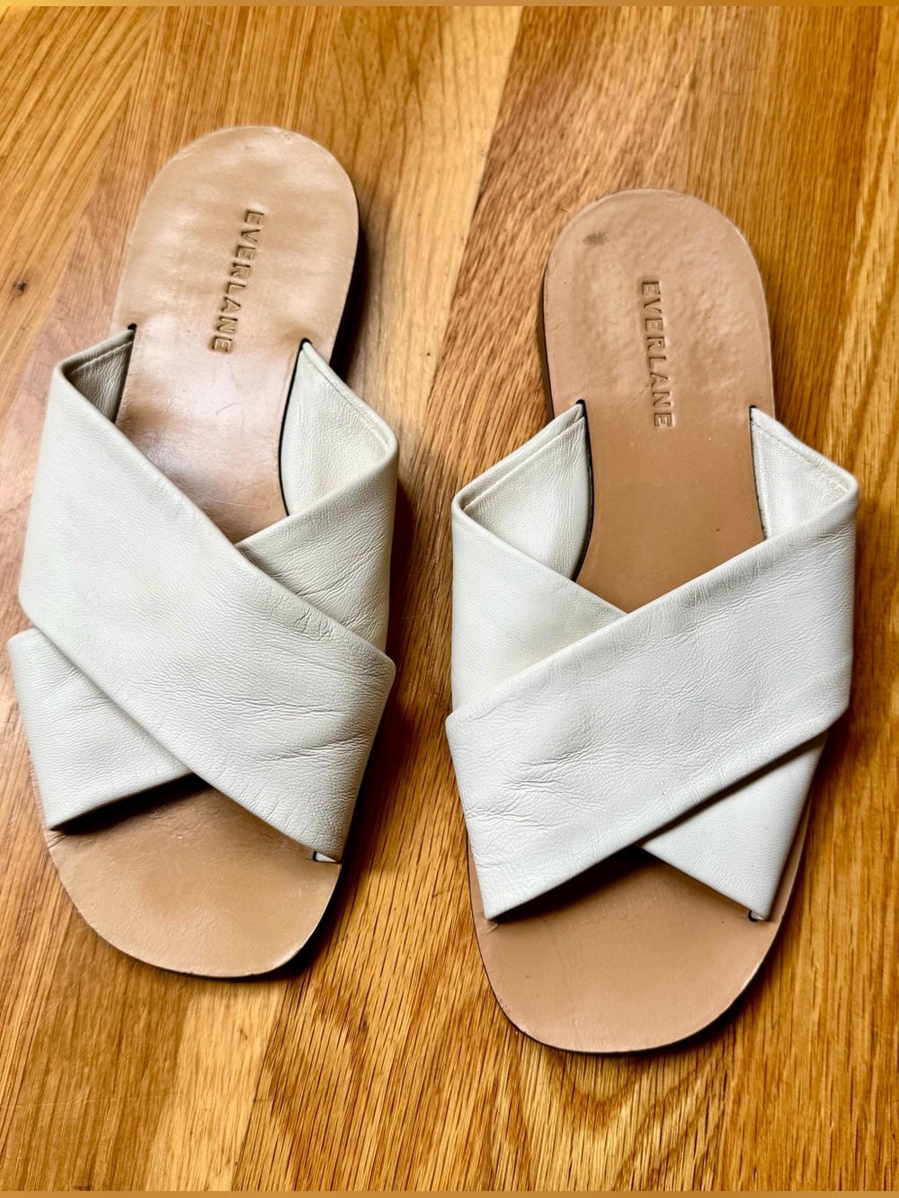 Everlane Day Crossover Leather Sandals- Cream 6.5